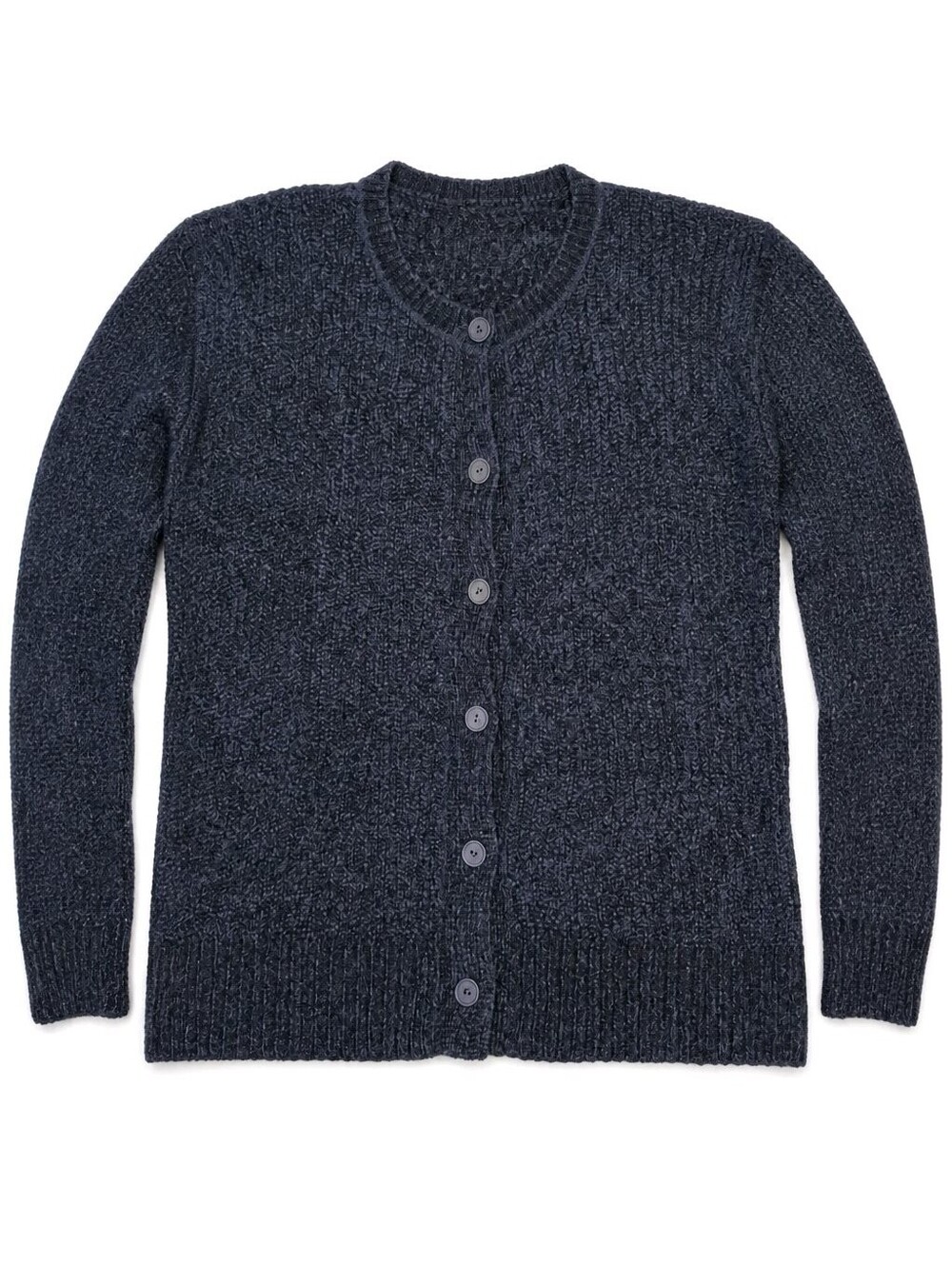 Eileen Fisher Navy Textured Italian Yarn Button-Front Cardigan Sz XS